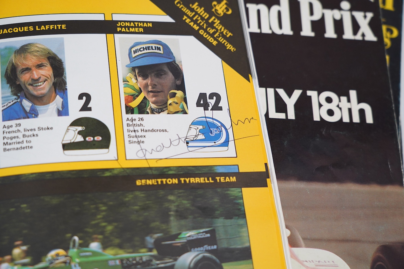 An archive of British Grand Prix memorabilia from Brands Hatch, including a collection of autographs, including Niki Lauda, John Watson, etc., all collected in a brands Hatch official program dated 1983 by the vendor who